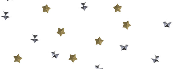 Naklejka premium Starstruck Spectacle: 3D Illustration Transports You to a Gold Stars Shower