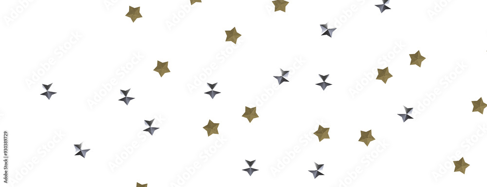 Poster Heavenly Showers: 3D Gold Stars Rain Illustration Transcends Imagination