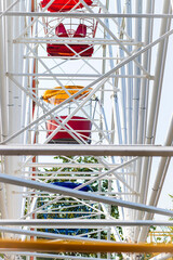 Close up shots of the ferris wheel cabins. Entertainment