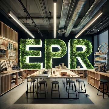 EPR letters with plant wall in workshop