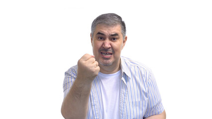 Aggressive Man Threatening with Fist