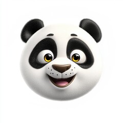 Fototapeta premium Playful panda character radiating joy with bright eyes and a wide smile in a whimsical, cartoon-like style