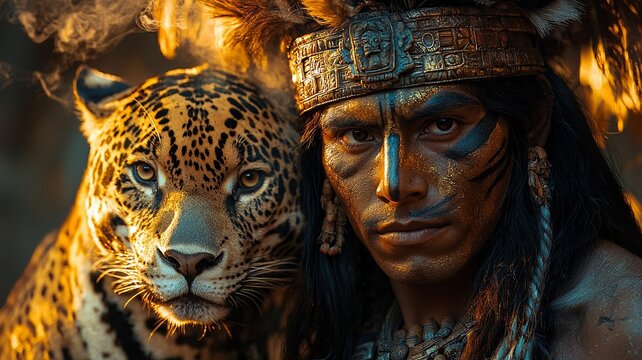 Tezcatlipoca Aztec god of night with leopard