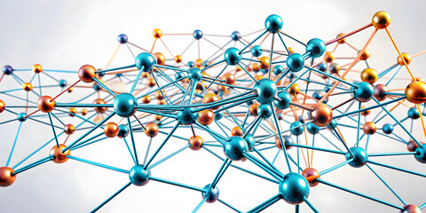 3D AI Driven Neural Network Elements Concept - Abstract Vector Illustration of Interconnected Nodes and Pathways Symbolizing AI Learning and Adaptation - Isolated on White Background