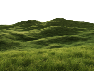 Green grassy hills isolated on transparent background
