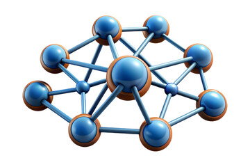 Abstract 3D Neural Network Elements Concept - AI Driven Learning and Adaptation Symbolized by Interconnected Nodes and Pathways - Isolated on White Background