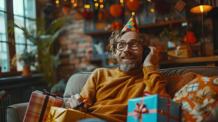 Happy or sad alone birthday at home concept.