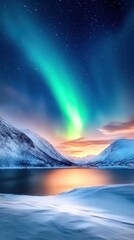 Fototapeta premium A beautiful landscape with mountains and a lake