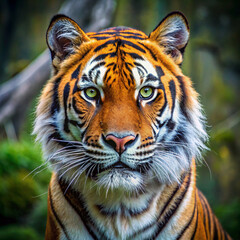Naklejka premium Majestic Tiger Roaming Freely in Its Natural Habitat, Showcasing Strength and Beauty