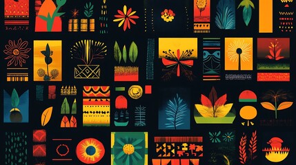 Obraz premium Abstract Floral Pattern in Vibrant Colors.