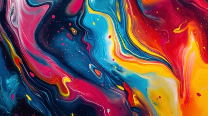 Colorful abstract painting background. Liquid marbling paint background. Fluid painting abstract texture. Intensive colorful mix of acrylic vibrant colors , ai