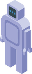 This isometric icon illustration features a modern robot standing still
