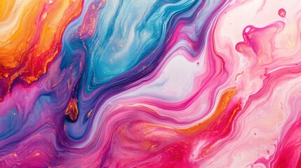 Fototapeta premium Colorful abstract painting background. Liquid marbling paint background. Fluid painting abstract texture. Intensive colorful mix of acrylic vibrant colors , ai