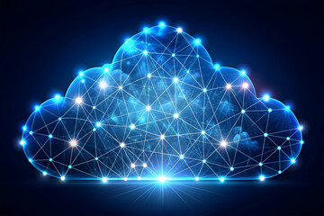 Fototapeta premium 3D AI Cloud Computing Vector Concept with Digital Connections and Data Flow Lines - Technology Illustration with Artificial Intelligence Elements on White Background