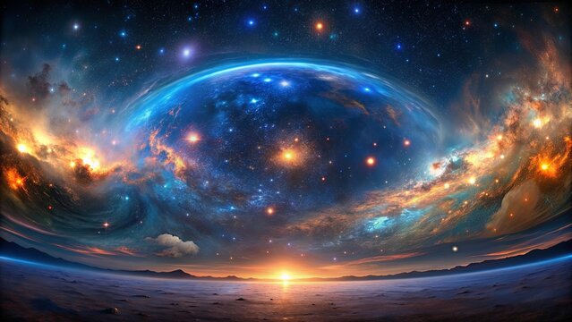 360 space nebula panoramic sky dome hdri environment map with stars astrophotography panorama