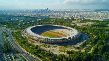 Aerial View of Stade de France Stadium in Paris, France