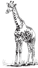 Naklejka premium Giraffe sketch. Hand drawn illustration converted to vector 