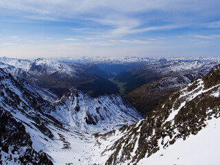 snow covered mountains in winter