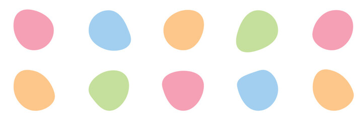 Random blob circles silhouette icon set. An arrangement of black organic shapes. Isolated on a white background.