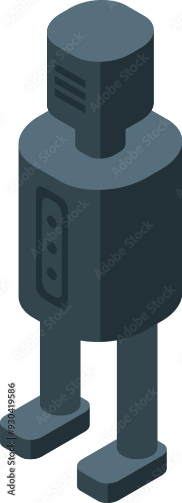 Poster isometric vector design of a simple robot standing
