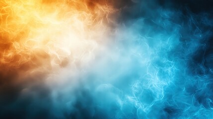 Obraz premium Dynamic fusion of orange and blue smoke creates an eye-catching visual effect, perfect for creative design projects.