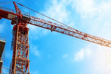 Construction Crane with Blue Sky and Clouds