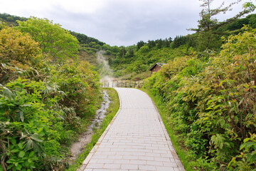 Serpentine Pathway Leading to Geothermal Steam Vents, Tamagawa Onsen, Akita, Japan