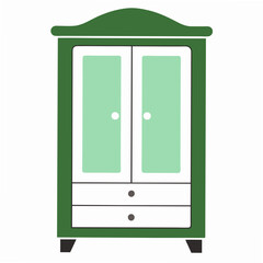 Wardrobe with drawers isolated on white, wardrobe vector illustration, furniture vector art, wardrobe silhouette, drawers icon, wardrobes line art, eps