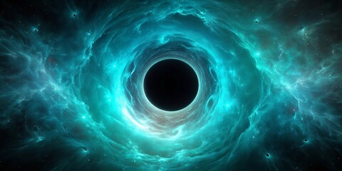 of turquoise dark background with astronomy black hole science