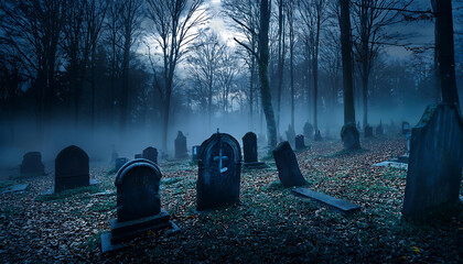 graveyard spooky forest halloween night