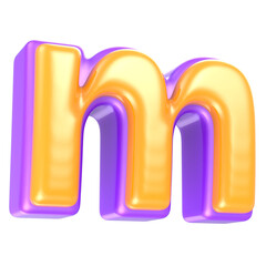m Letter Yellow And Purple 3D Rendering