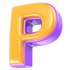 P Letter Yellow And Purple 3D Render