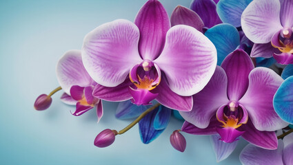 Obraz premium blue and colorful purple orchid banner