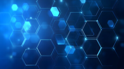 Fototapeta premium Abstract blue technology hexagonal background
