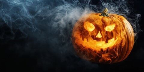 Spooky Halloween Pumpkin with Candles created by ai
