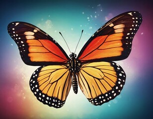 Fototapeta premium Colorful painted butterfly with wings spread out flying. Ai generated image.