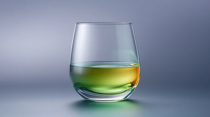 A glass of green liquid is sitting on a table