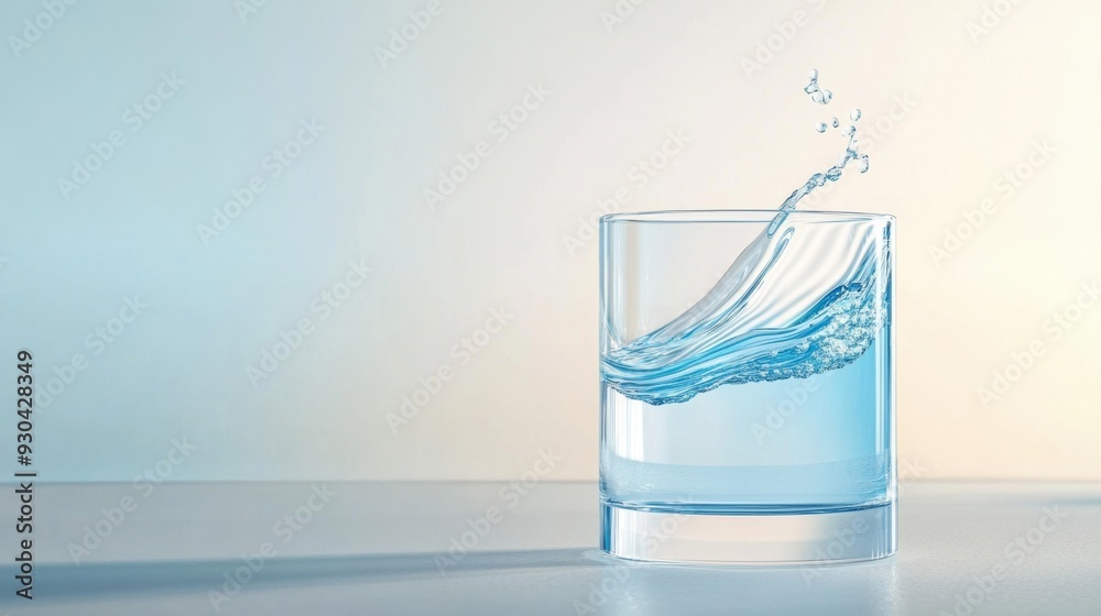 Wall mural Water glass with a rippled texture, mimicking the effect of water waves,