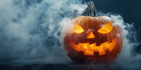 Spooky Halloween Pumpkin with Candles created by ai