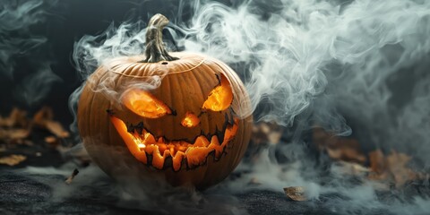 Spooky Halloween Pumpkin with Candles created by ai
