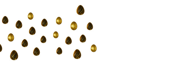 3d rendering of Easter elegant eggs with gold paint