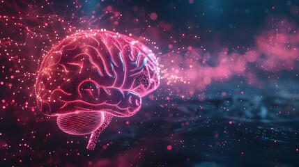 Obraz premium Glowing Digital Brain Representing Advanced Technology and Innovation