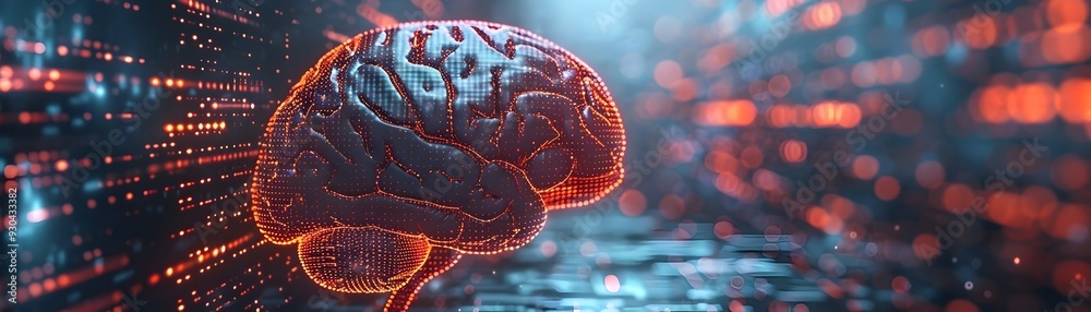 Aufkleber brain composed of digital code symbolizing cybersecurity and data processing