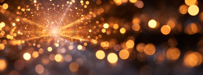Sparkling Golden and White Lights Twinkling in a Dark Background