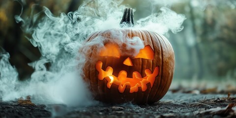 Spooky Halloween Pumpkin with Candles created by ai