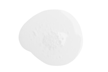 Drop of transparent gel with bubbles on empty background.