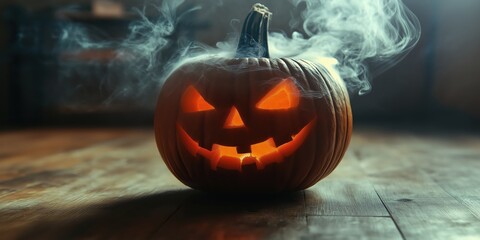 Spooky Halloween Pumpkin with Candles created by ai