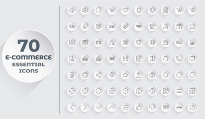 E-Commerce and Shopping Outlined Icons Set. Ecommerce Business, Online Shopping Editable Stroke Icons Collection Vector Template. Customizable Minimalist and Simple Linear UI UX Essential Icon Pack.