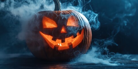 Spooky Halloween Pumpkin with Candles created by ai