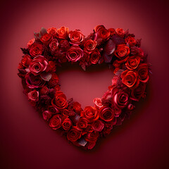 Frame made of roses, love card on pink background